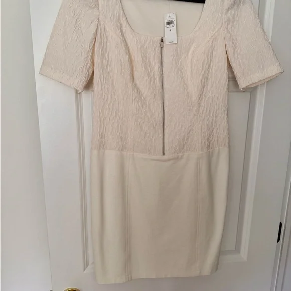 ANN TAYLOR Cream Short Sleeve Dress - Picture 2 of 5
